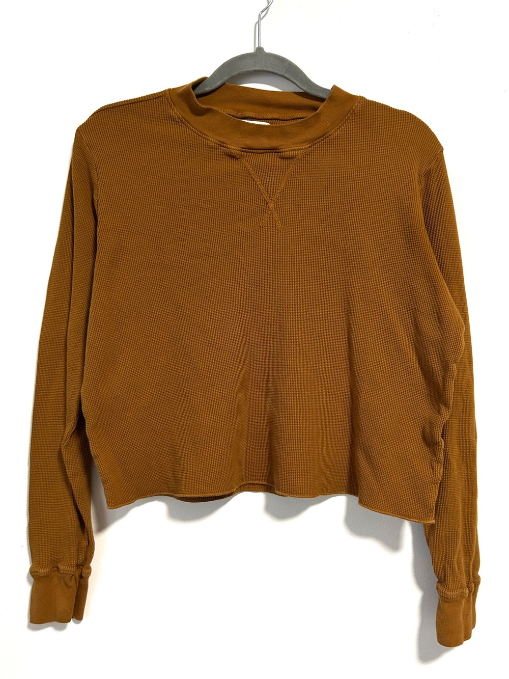 Mate the Label Waffle Knit Long Sleeve Shirt Burnt Orange Women’s Medium Top